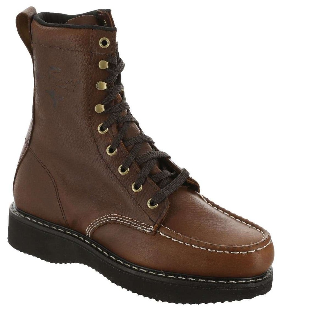 NEW- Fin & Feather Mens Leather 8" lace-up Moc Toe boots K24 593 SIZE 13D‎